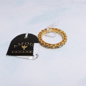 Divine ASFOUR CRYSTAL White Crystal Eternity Yellow Gold Plated Band NWT